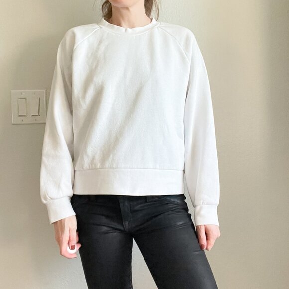 Zara White Cropped Minimalist Sweatshirt - Picture 2 of 8